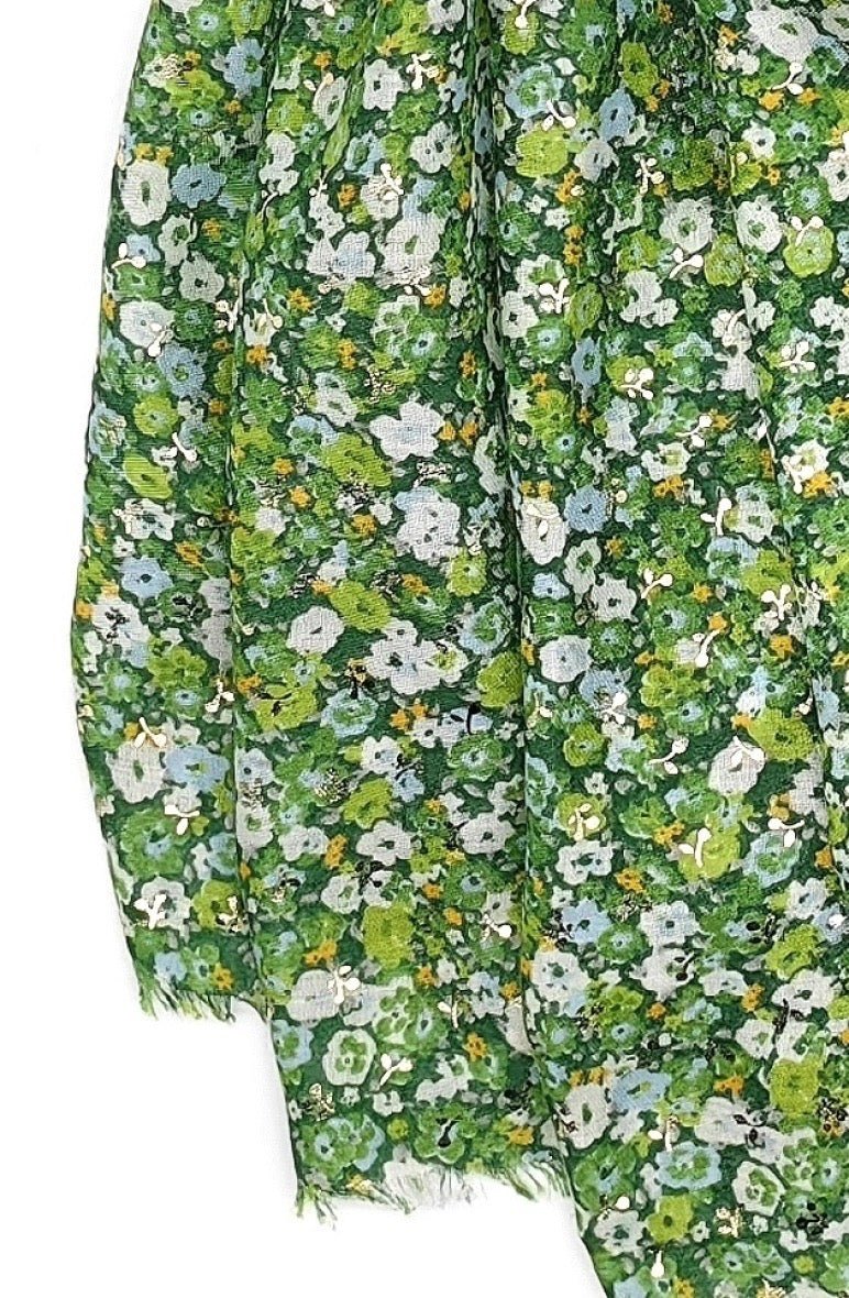 Tuch Blütenmelodie Grün - FROLLEIN KÄTHE Shop