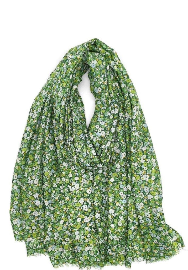 Tuch Blütenmelodie Grün - FROLLEIN KÄTHE Shop