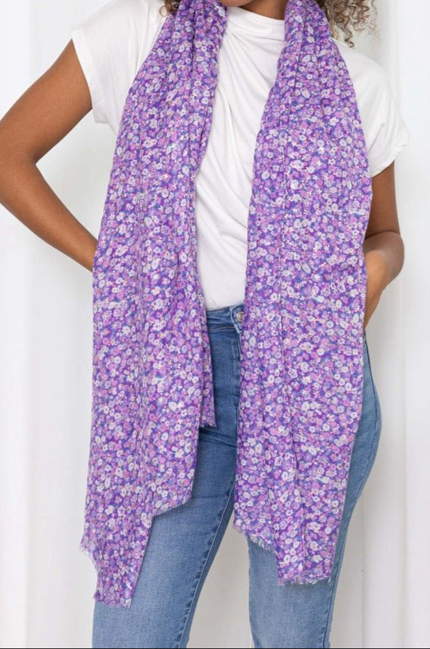 Tuch Blütenmelodie Violett - FROLLEIN KÄTHE Shop
