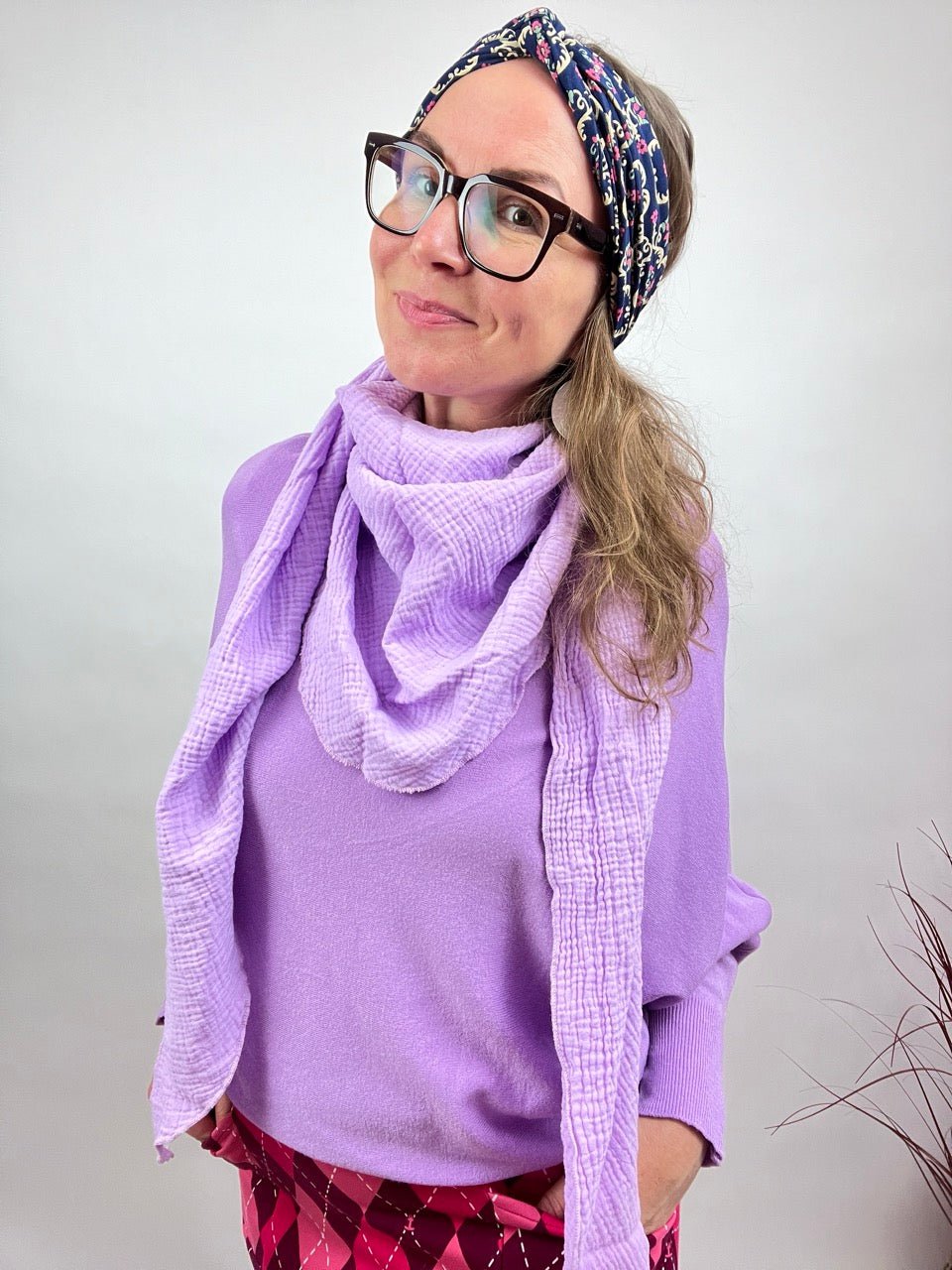 Tuch Gross Mariela Musselin Lavendel - FROLLEIN KÄTHE Shop