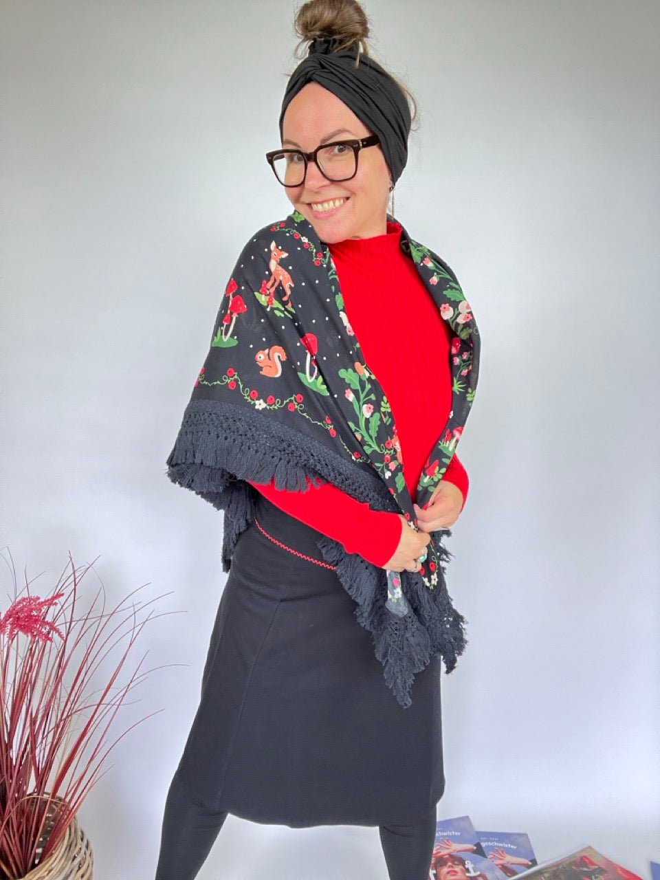 Tuch Mushroom Love Schwarz - FROLLEIN KÄTHE Shop