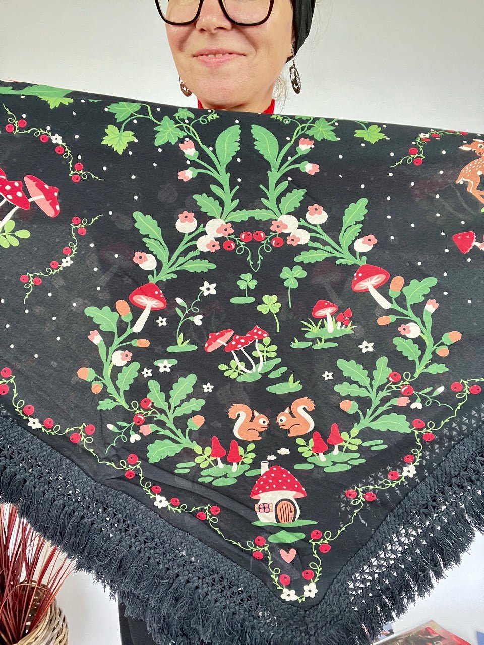 Tuch Mushroom Love Schwarz - FROLLEIN KÄTHE Shop