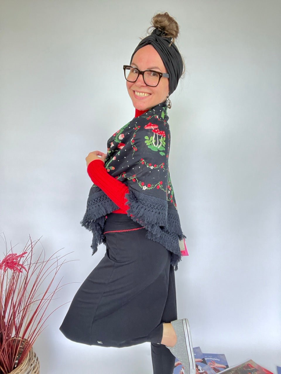 Tuch Mushroom Love Schwarz - FROLLEIN KÄTHE Shop