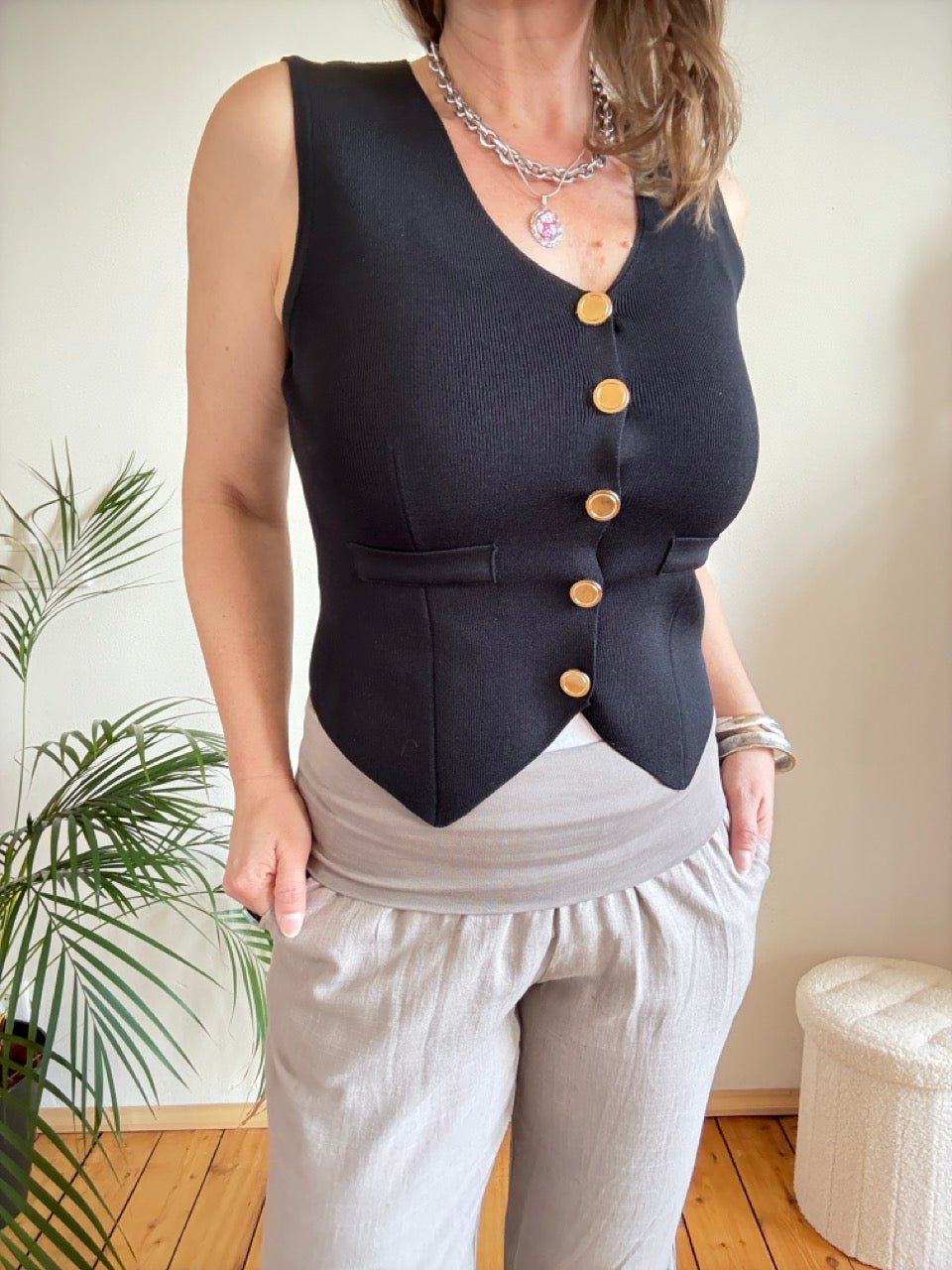 Weste Strick Milano Schwarz - FROLLEIN KÄTHE Shop