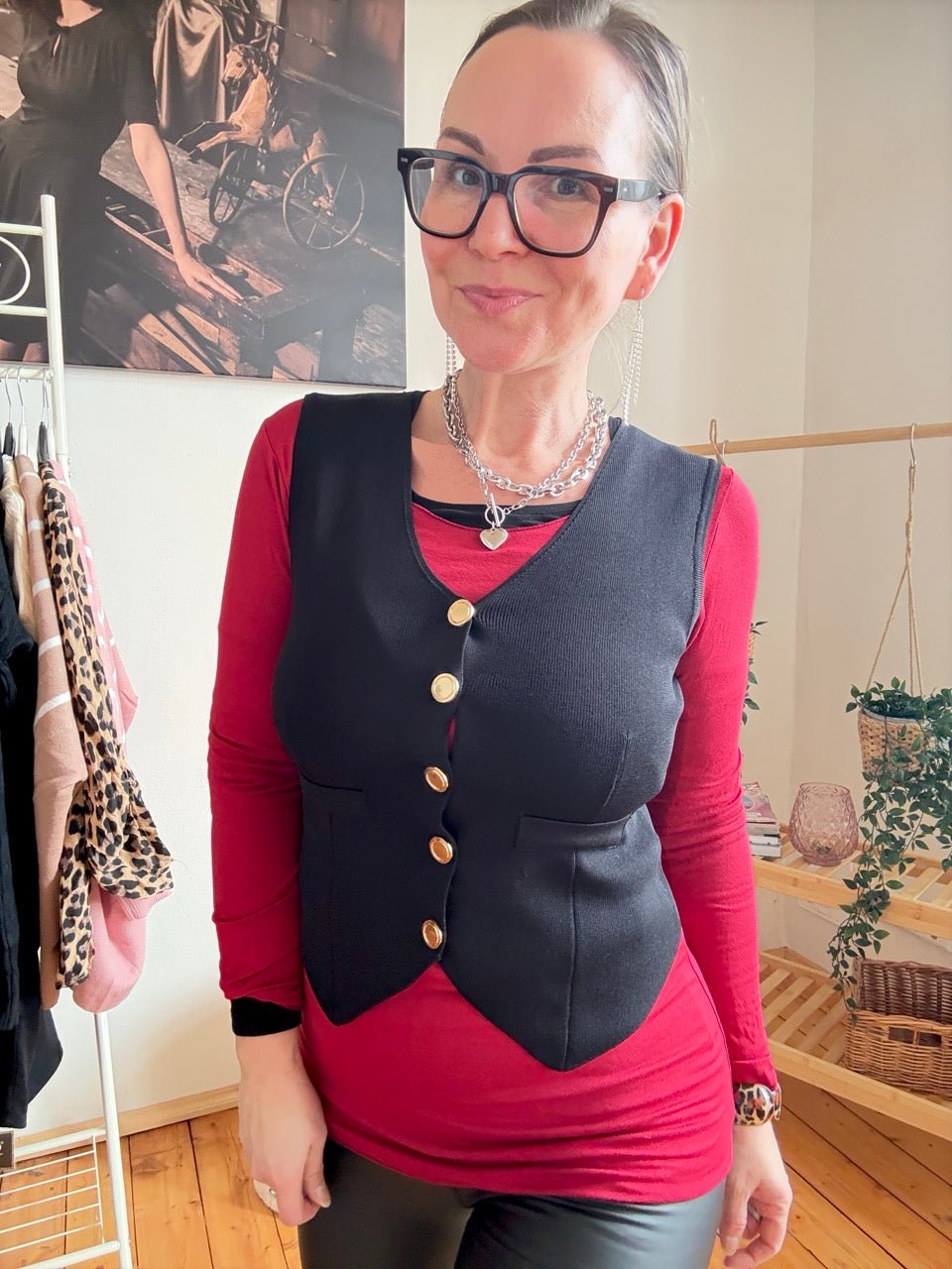 Weste Strick Milano Schwarz - FROLLEIN KÄTHE Shop