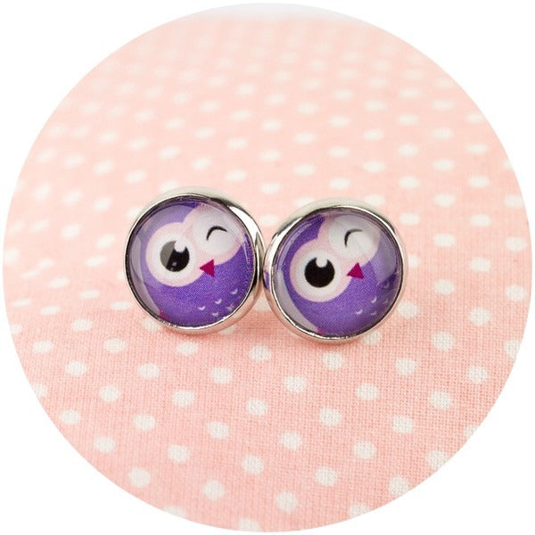 Ohrstecker Eulchen lila♥Kiki - FROLLEIN KÄTHE Shop