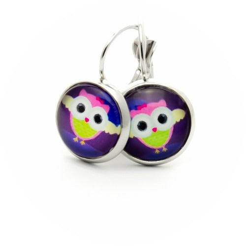 Kiki ♥ Ohrhänger Eule mit Großen Augen Lila - FROLLEIN KÄTHE Shop