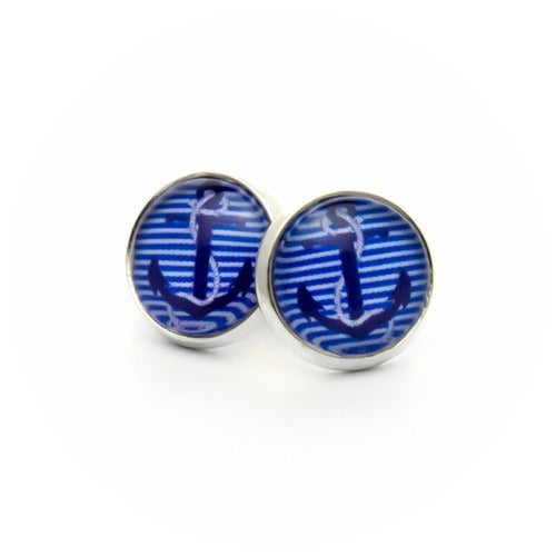 Kiki ♥ Ohrstecker Sailor Maritimer Anker Blue - FROLLEIN KÄTHE Shop
