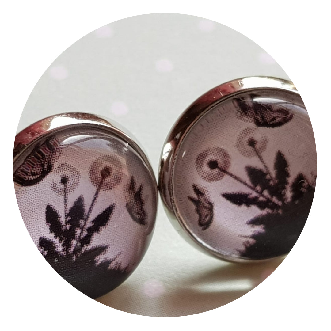 Kiki ♥ Ohrstecker Pusteblümchen Schwarz & Helles Lila - FROLLEIN KÄTHE Shop