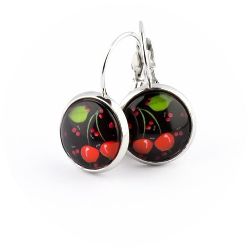 Kiki ♥ Ohrhänger Kleine Rote Kirschen Schwarz - FROLLEIN KÄTHE Shop