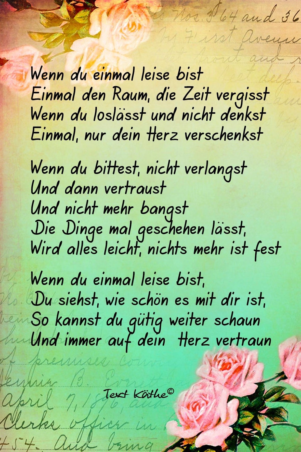 Gedicht Wenn Du einmal leise bist - FROLLEIN KÄTHE Shop
