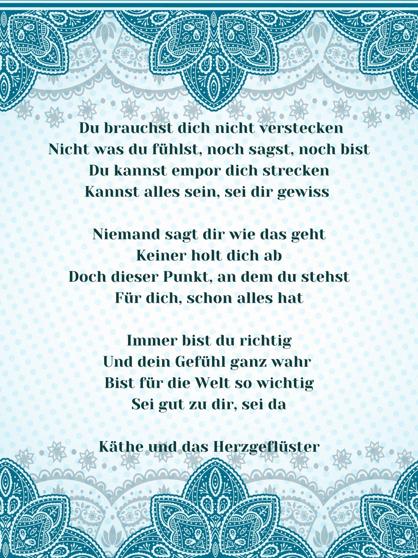 Käthe Gedicht Sei ganz da ... - FROLLEIN KÄTHE Shop