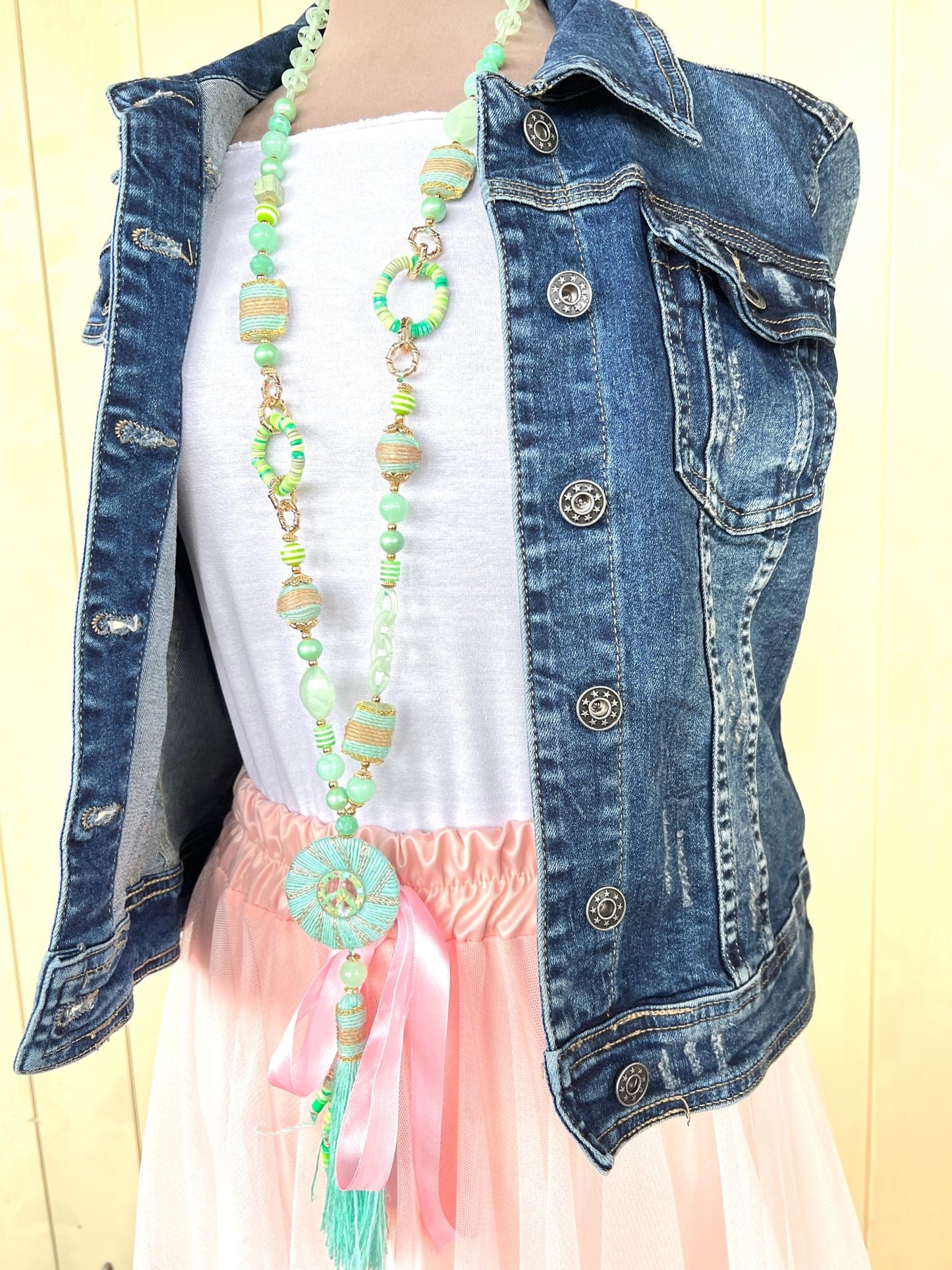 Kette Love and Peace Hellblau - FROLLEIN KÄTHE Shop