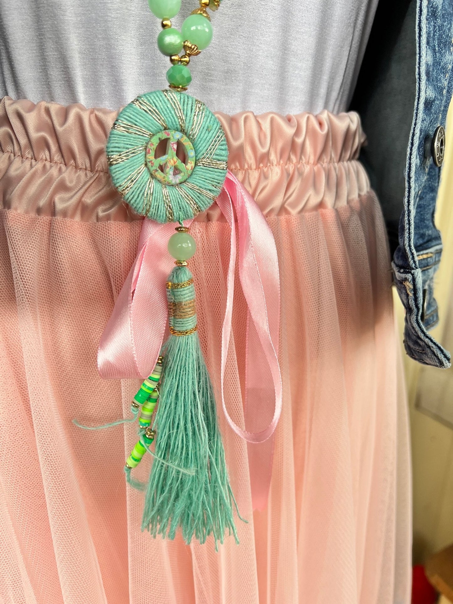 Kette Love and Peace Hellblau - FROLLEIN KÄTHE Shop