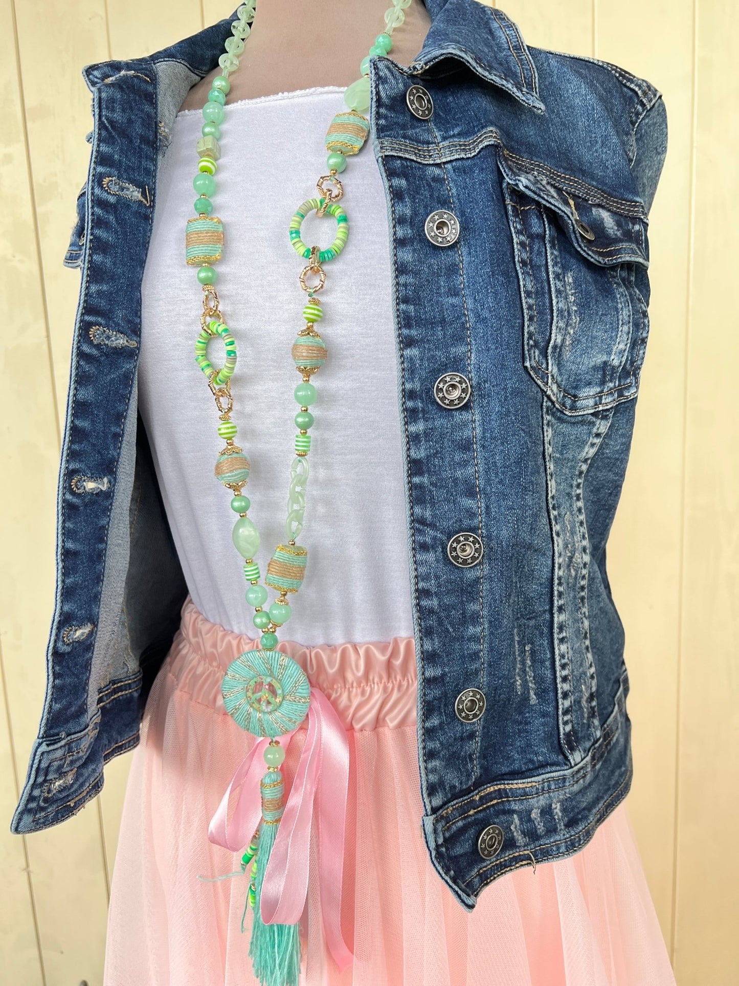 Kette Love and Peace Hellblau - FROLLEIN KÄTHE Shop