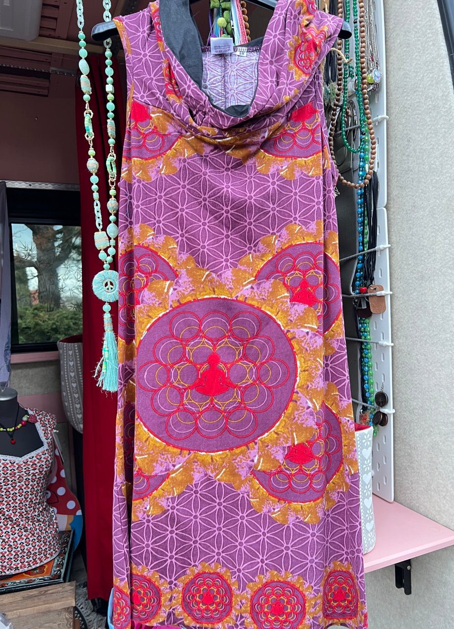 Kleid Blume des Lebens Violett Gold - FROLLEIN KÄTHE Shop