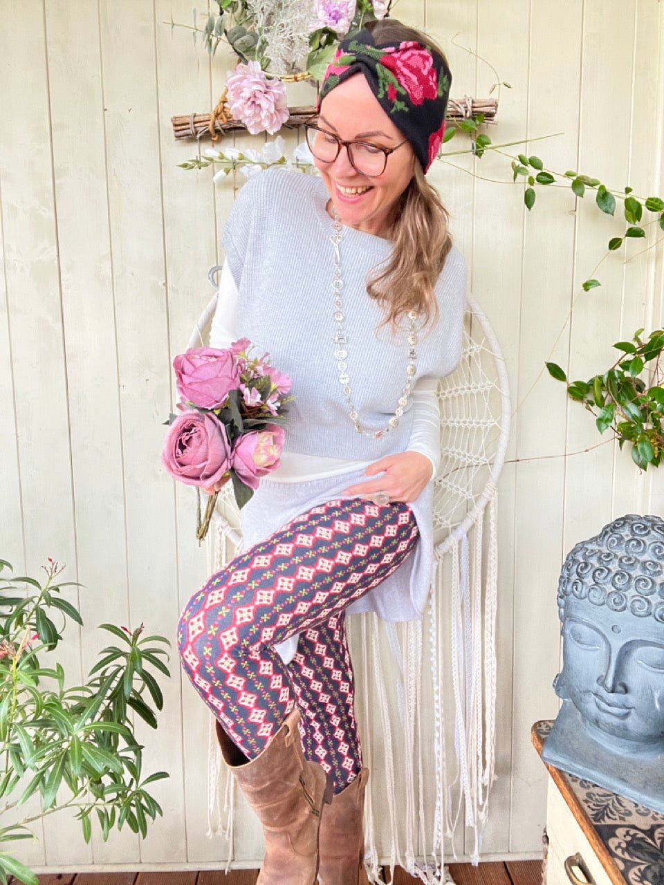 Leggings Flowerbound Blau - FROLLEIN KÄTHE Shop
