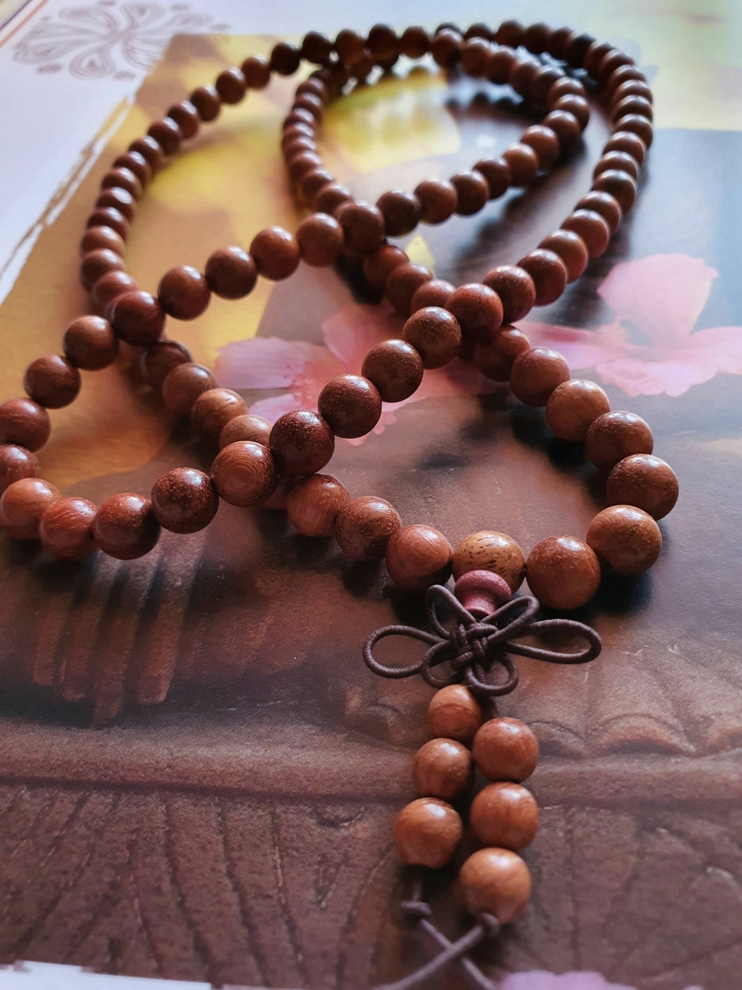 Mala Meditationkette Gleichmut Braun - Padauk - afrikanisches Korallenholz - FROLLEIN KÄTHE Shop