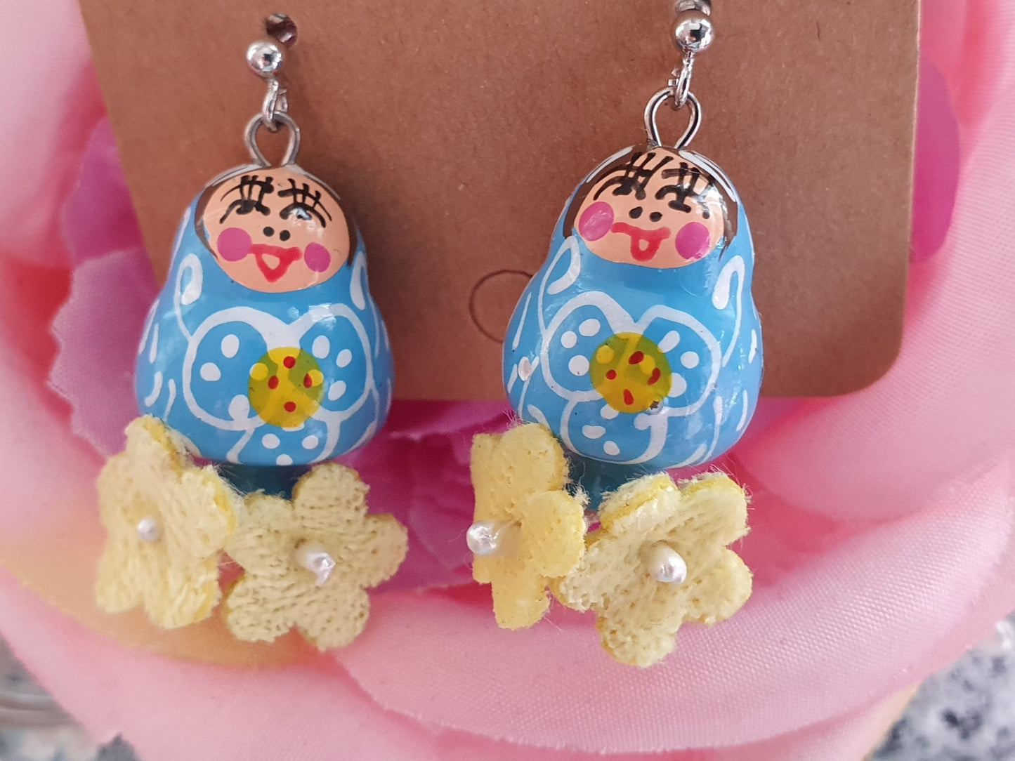 Ohrhänger Matroschka Blau Handarbeit - FROLLEIN KÄTHE Shop