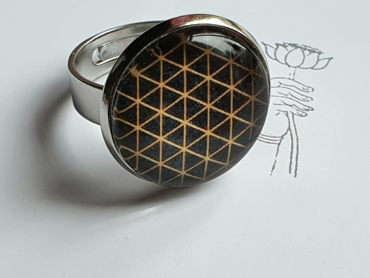 Ring Blume des Lebens Kiki Ohrschmuck, Grössenverstellbar - FROLLEIN KÄTHE Shop
