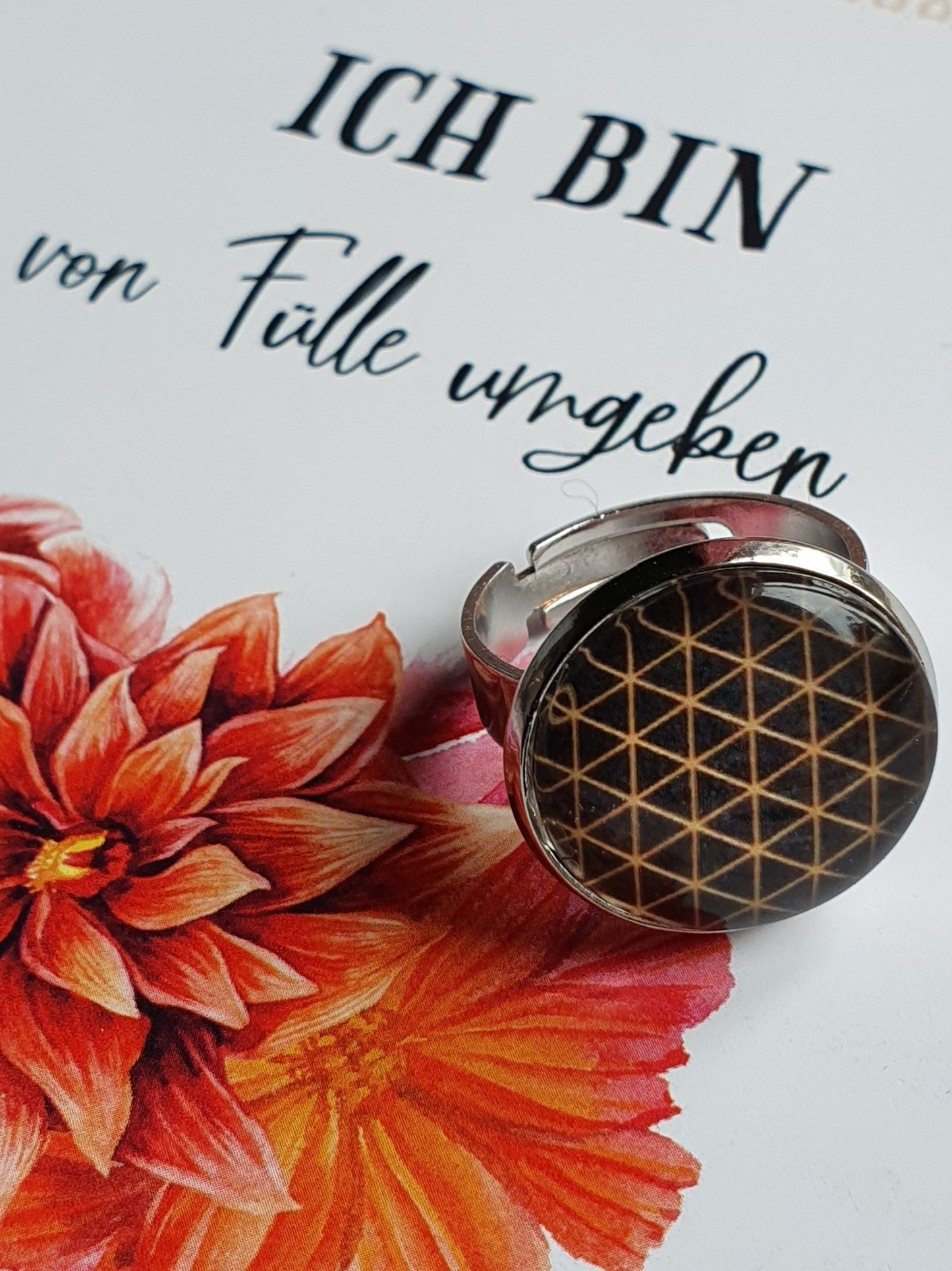 Ring Blume des Lebens Kiki Ohrschmuck, Grössenverstellbar - FROLLEIN KÄTHE Shop