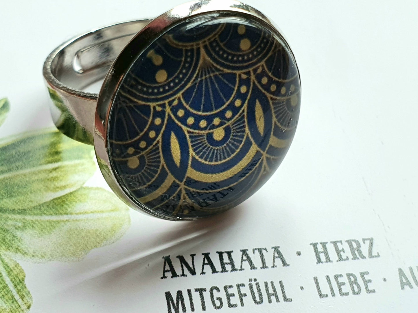 Ring Mustermix Blau Kiki Ohrschmuck, Grössenverstellbar - FROLLEIN KÄTHE Shop