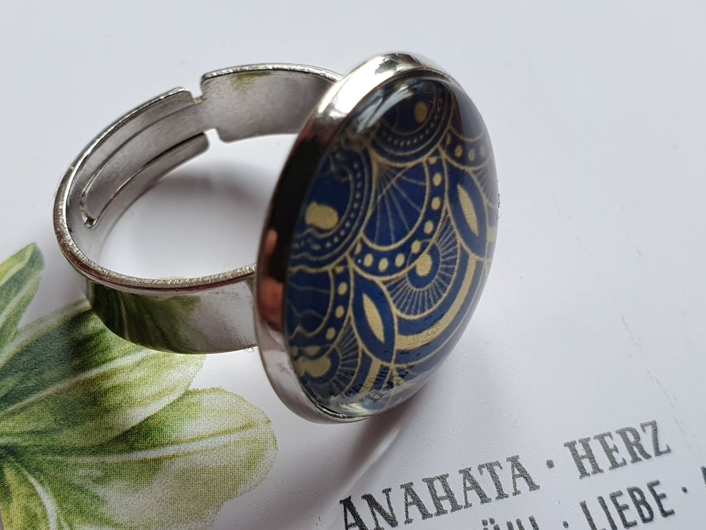 Ring Mustermix Blau Kiki Ohrschmuck, Grössenverstellbar - FROLLEIN KÄTHE Shop