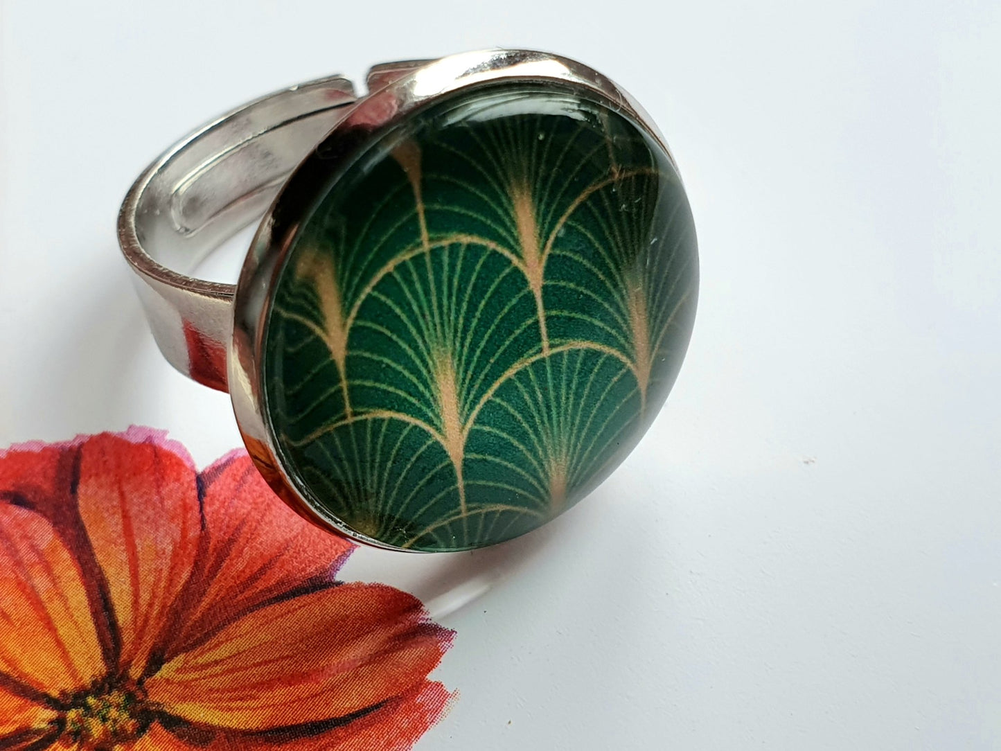 Ring Romantik Grün Kiki Ohrschmuck, Grössenverstellbar - FROLLEIN KÄTHE Shop