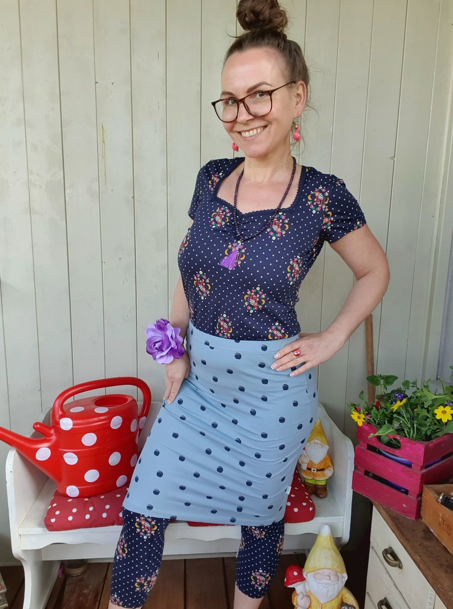 Rock Punktereich Blau - FROLLEIN KÄTHE Shop