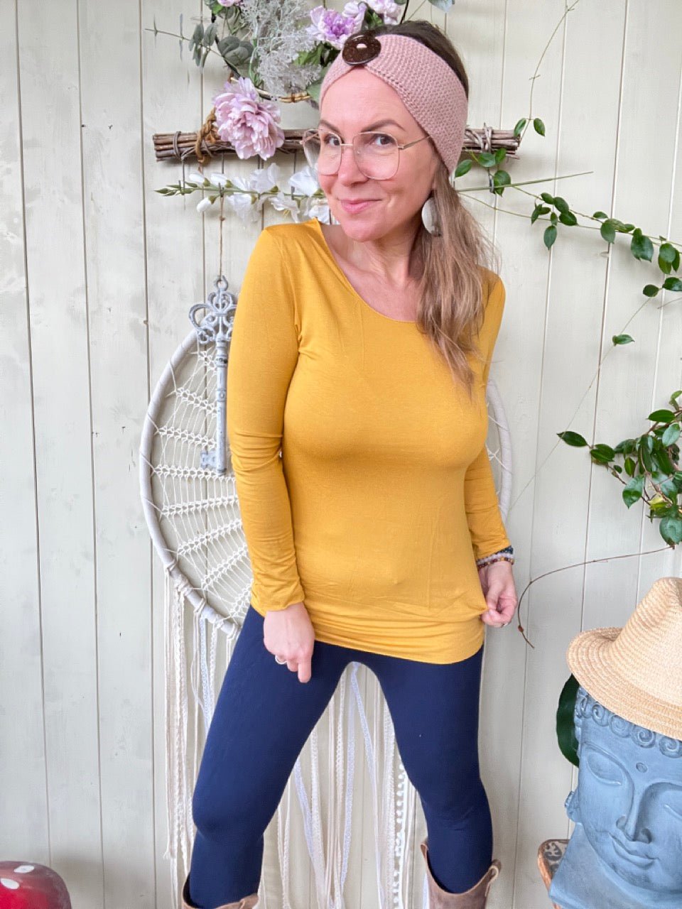 Shirt Langarm Basic Freude Curry - FROLLEIN KÄTHE Shop