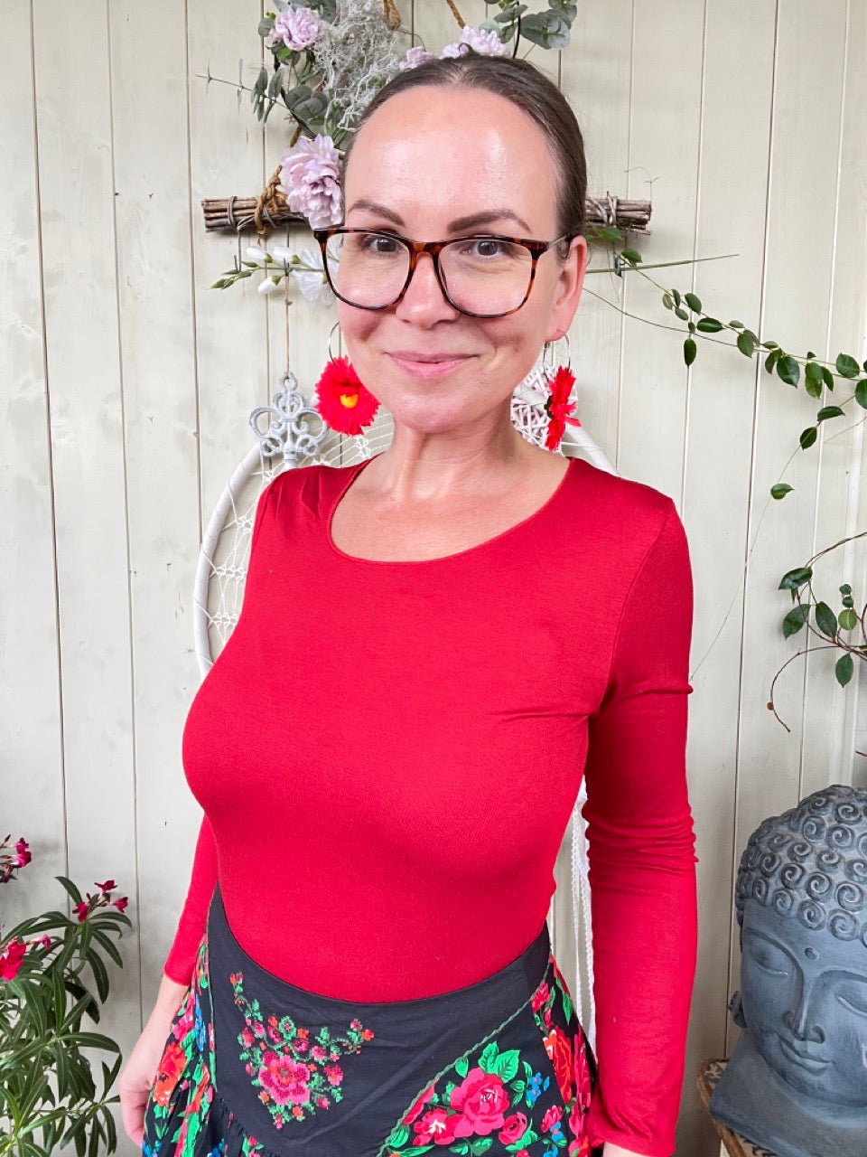 Shirt Langarm Basic Freude Rot - FROLLEIN KÄTHE Shop
