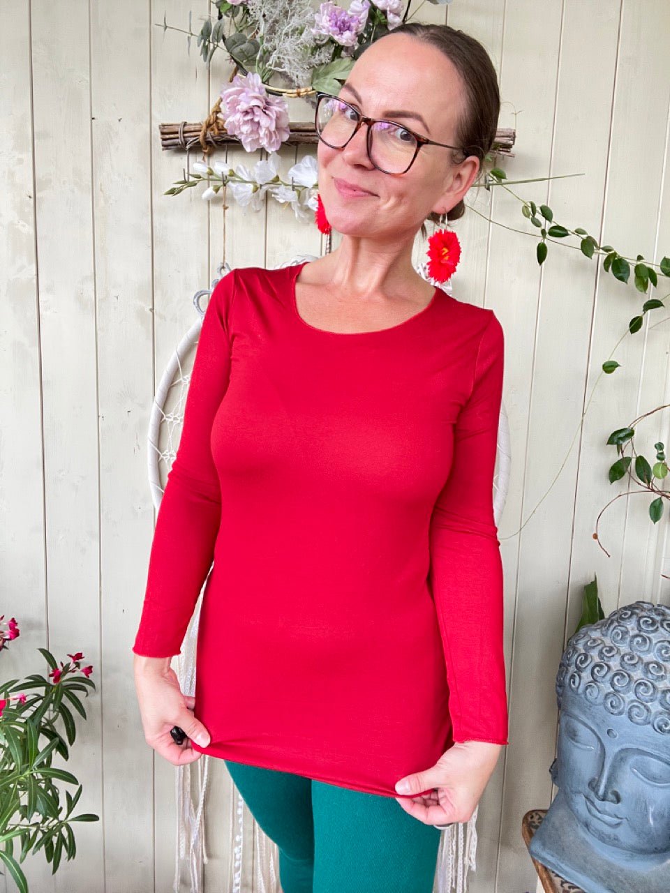 Shirt Langarm Basic Freude Rot - FROLLEIN KÄTHE Shop