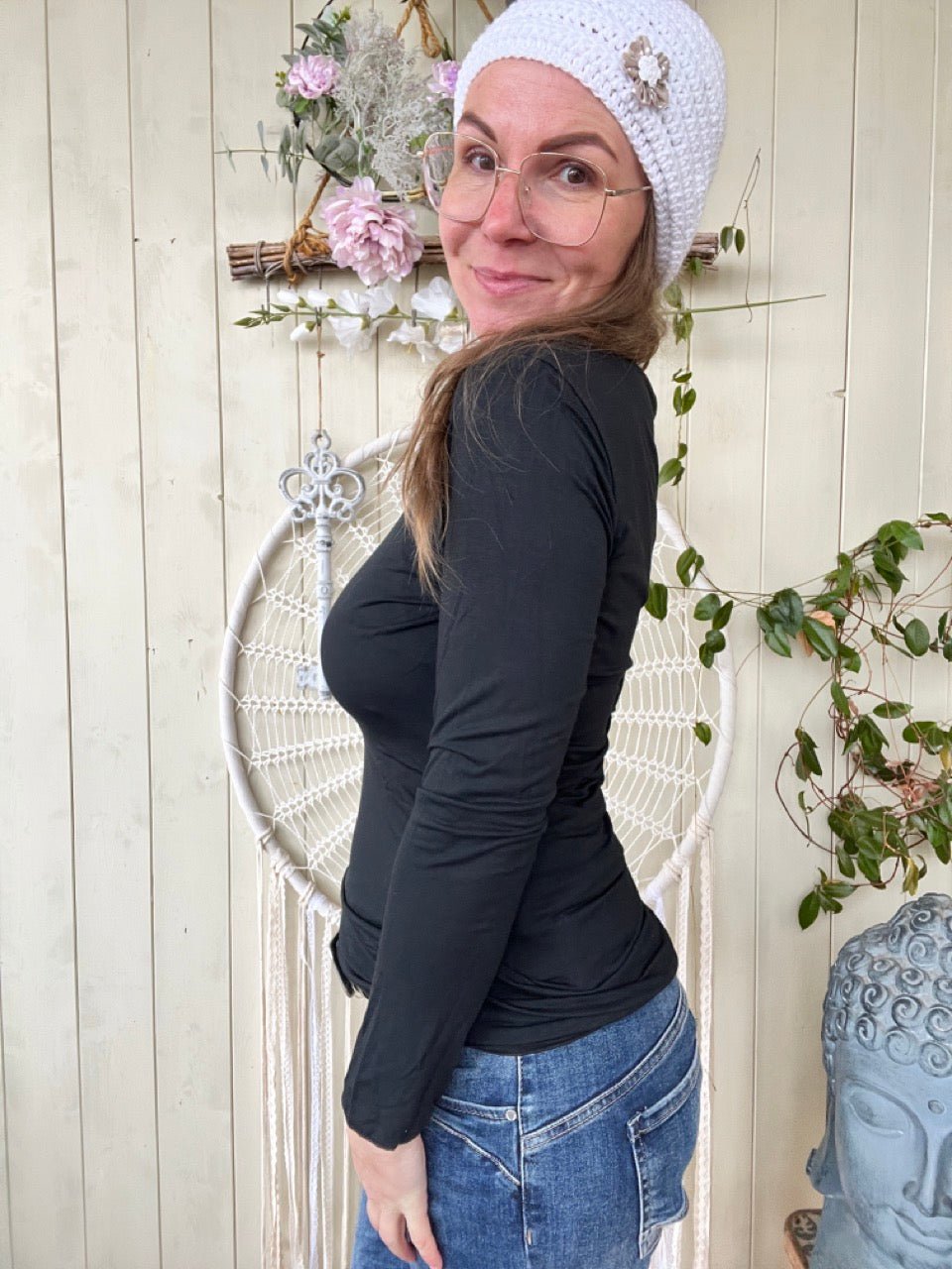 Shirt Langarm Basic Freude Schwarz - FROLLEIN KÄTHE Shop