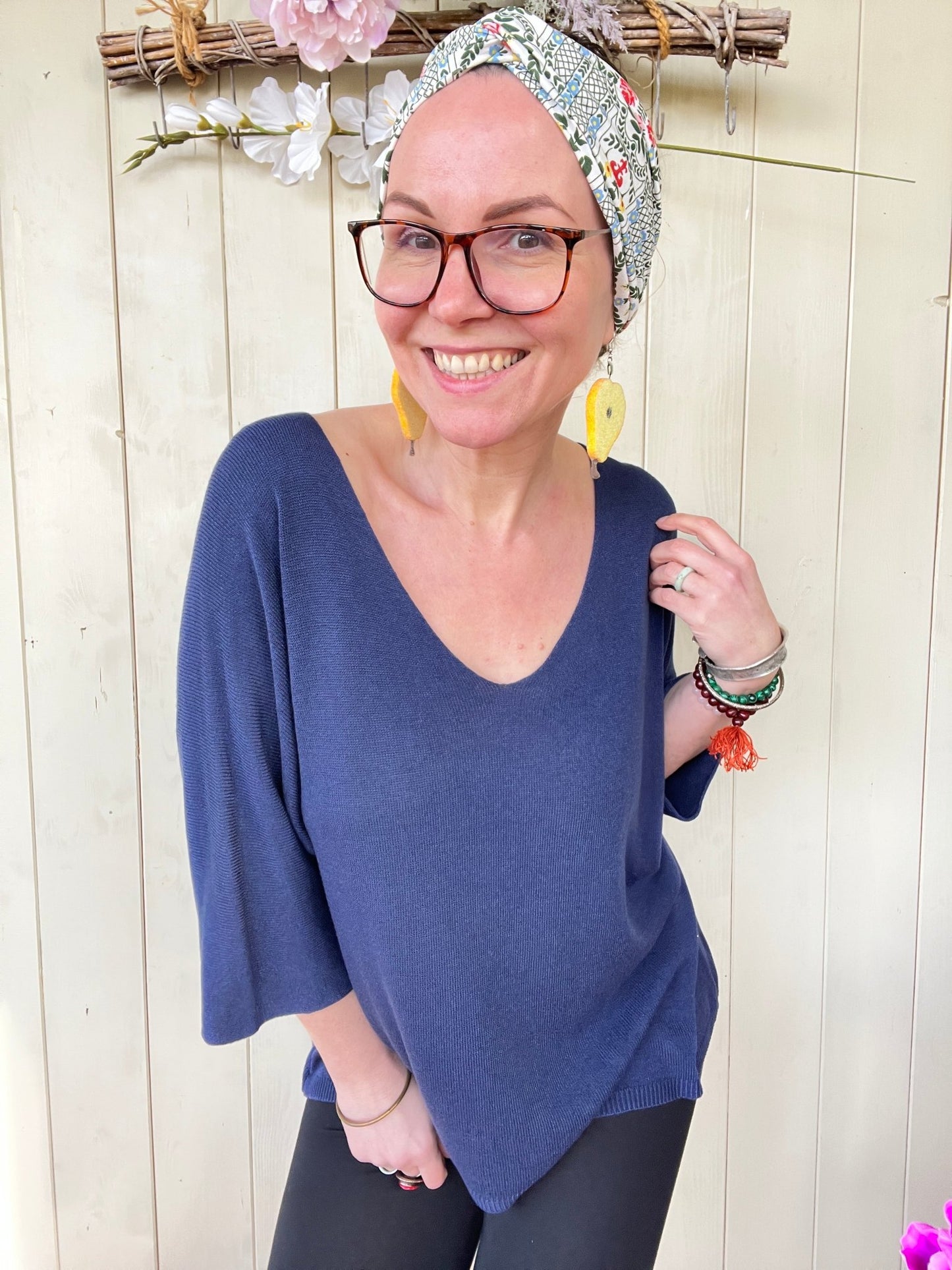 Shirt Leicht Verstrickt Dunkelblau Marine - FROLLEIN KÄTHE Shop