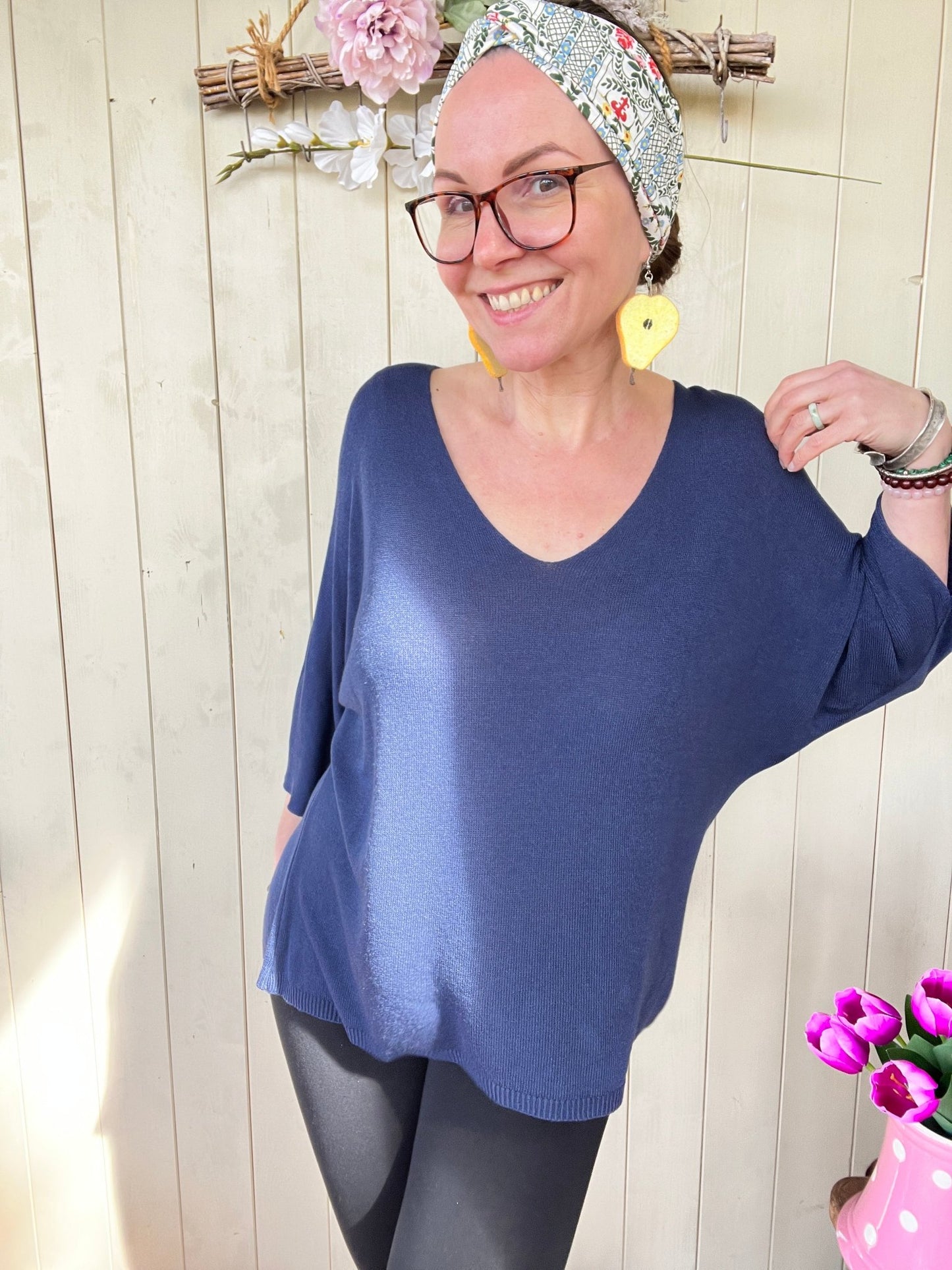 Shirt Leicht Verstrickt Dunkelblau Marine - FROLLEIN KÄTHE Shop