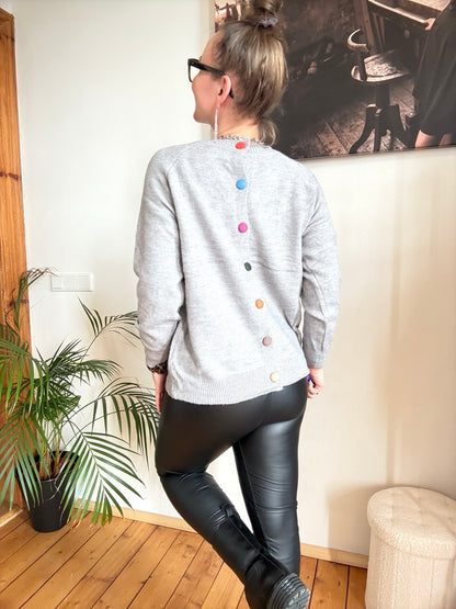 Pulli kunterbunt Grau