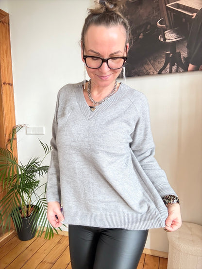 Pulli kunterbunt Grau