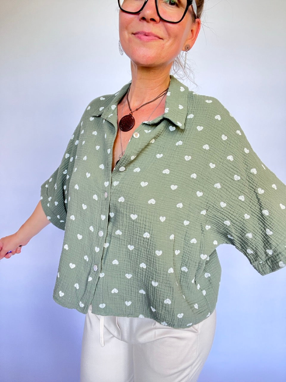 Hemd Bluse Herzensding Olive