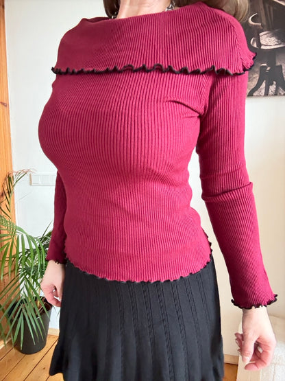 Pulli Carmen Dunkelrot