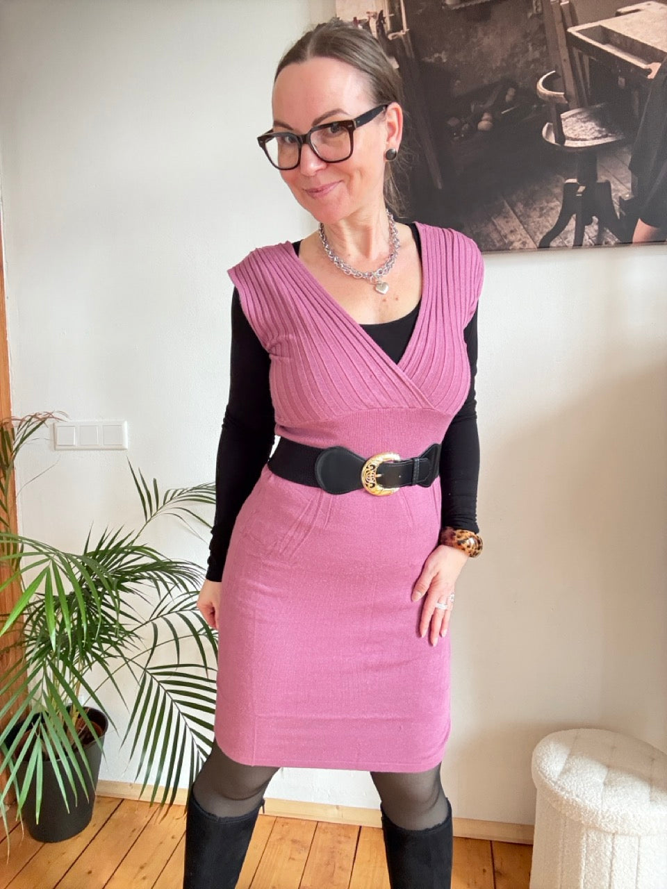 Kleid Lissy Rose mit Gürtel