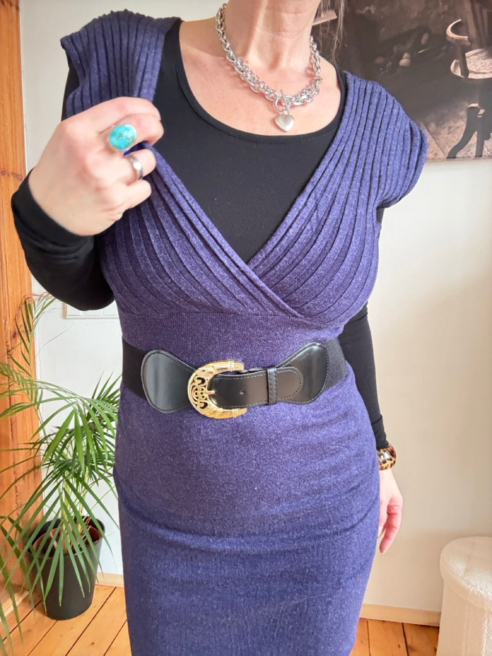 Kleid Lissy Violett mit Gürtel