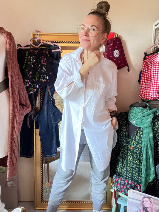 Hemd Bluse Gretchen Long Weiß
