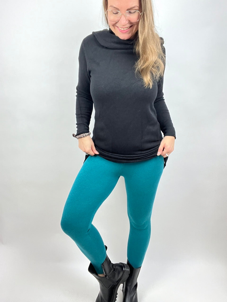 Leggings Strickschick Türkis