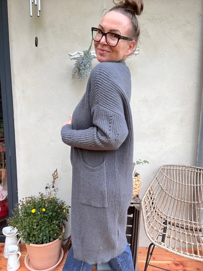 Strickjacke Mantel Heiterblick Dunkelgrau