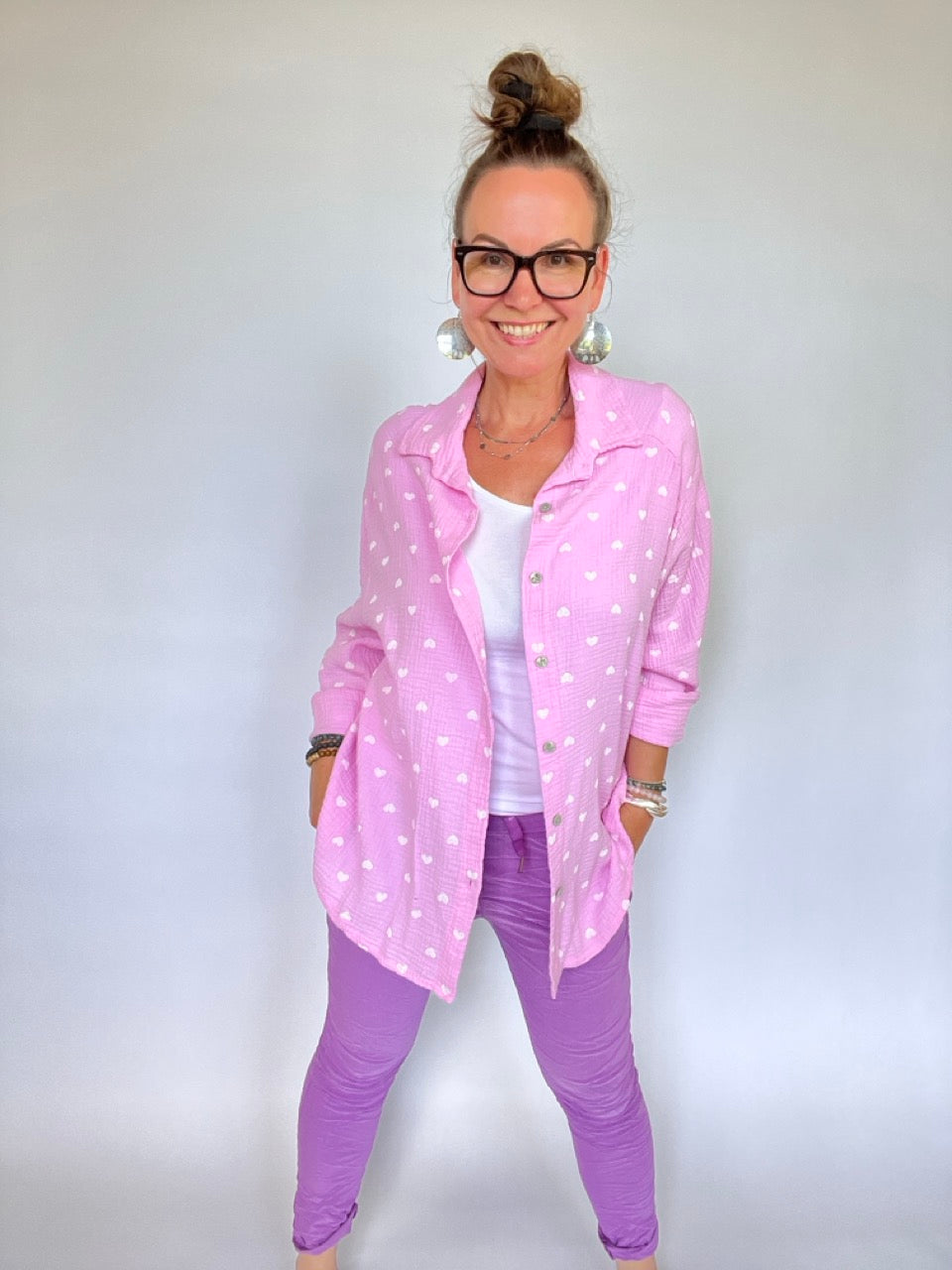 Hemd Bluse Herzensding lang Rosa