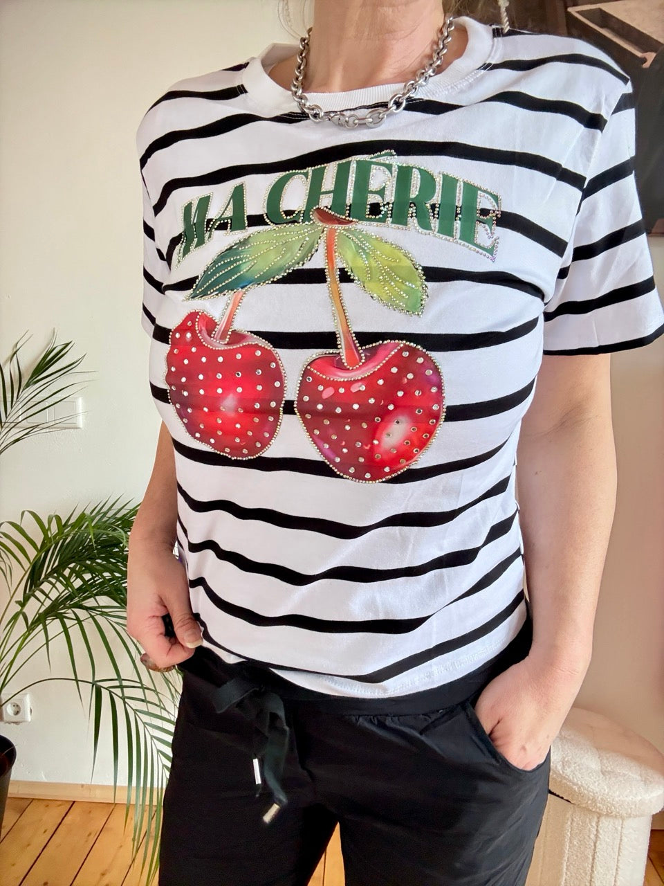 Shirt Ma Cherie Weiß Schwarz