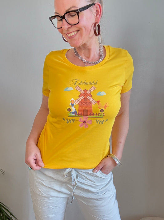 Shirt Edelmädel Windmühlenplatz Gelb