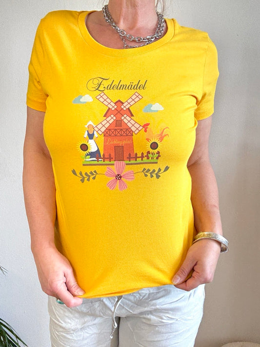 Shirt Edelmädel Windmühlenplatz Gelb