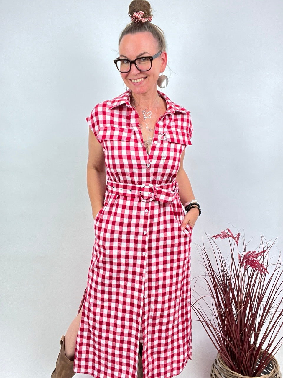 Kleid Vichy Rot Weiß