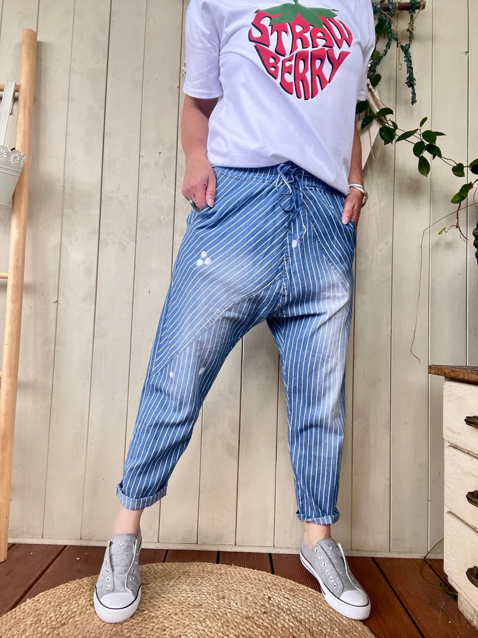 Jogpants Jeans Baggystyle Denim Stripe